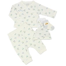 M15983: Baby Boys Waffle Fabric Top, Pant, Hat & Socks Outfit (0-9 Months)